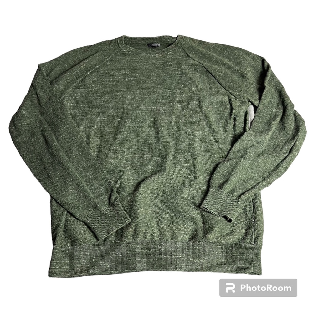 J.Crew Mens Sweater Light Weight Green Crew Long Sleeve Size MT